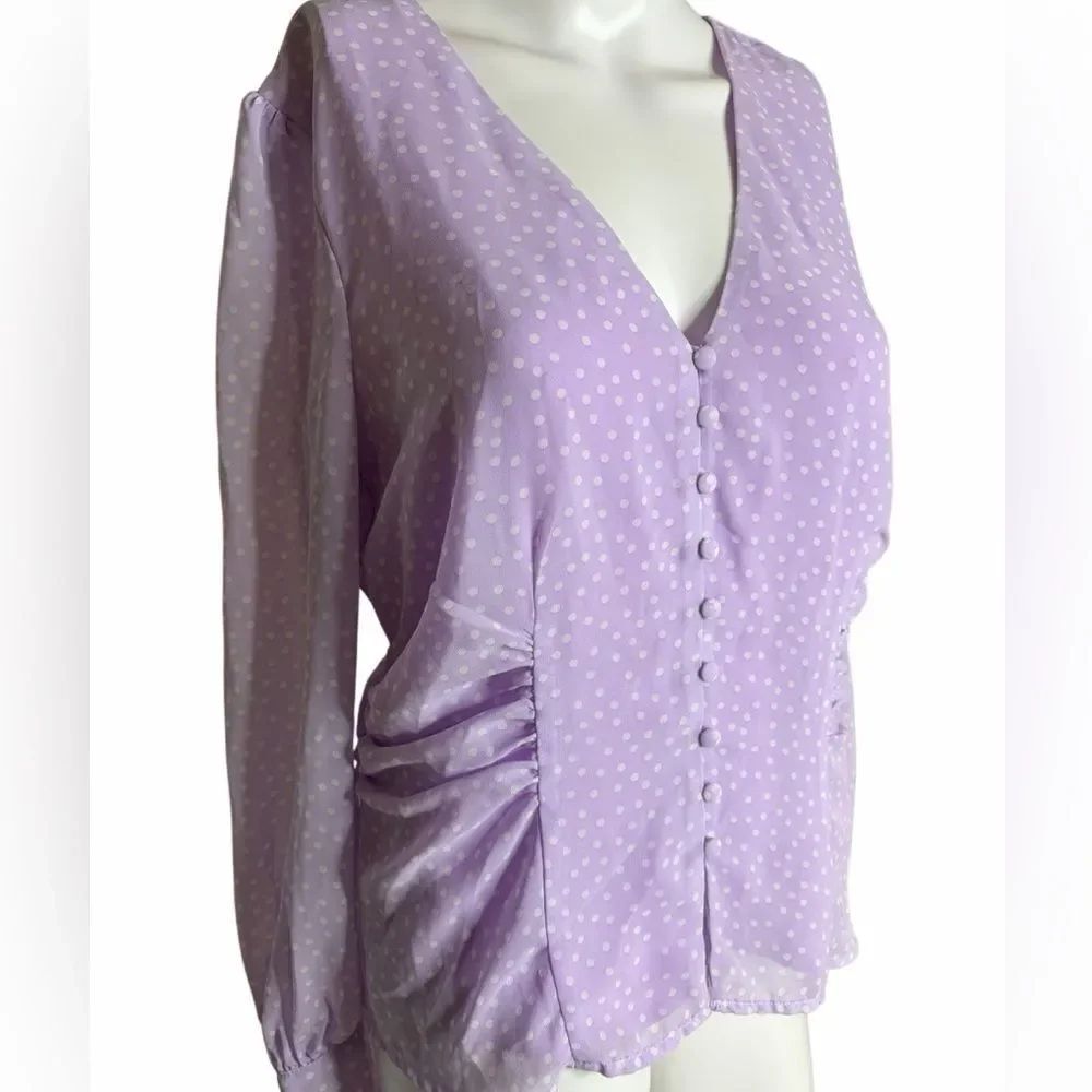 Sugar Lips Lavender Polka Dot Women's Top Size Small